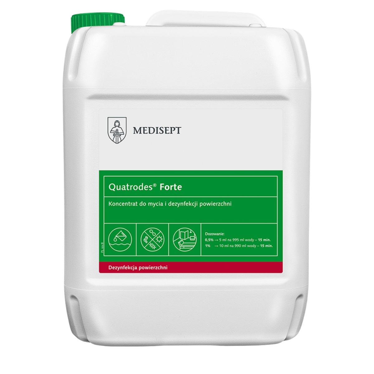 Koncentrat do mycia i dezynfekcji powierzchni Quatrodes Forte Medisept - 5L