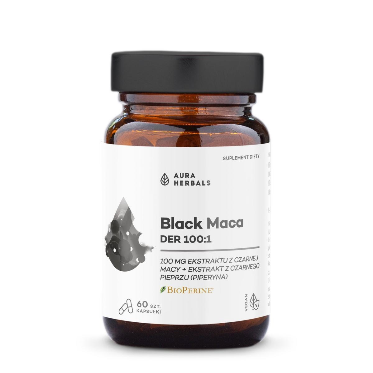Suplement diety Black Maca DER 100:1 Aura Herbals - 60 kapsułek