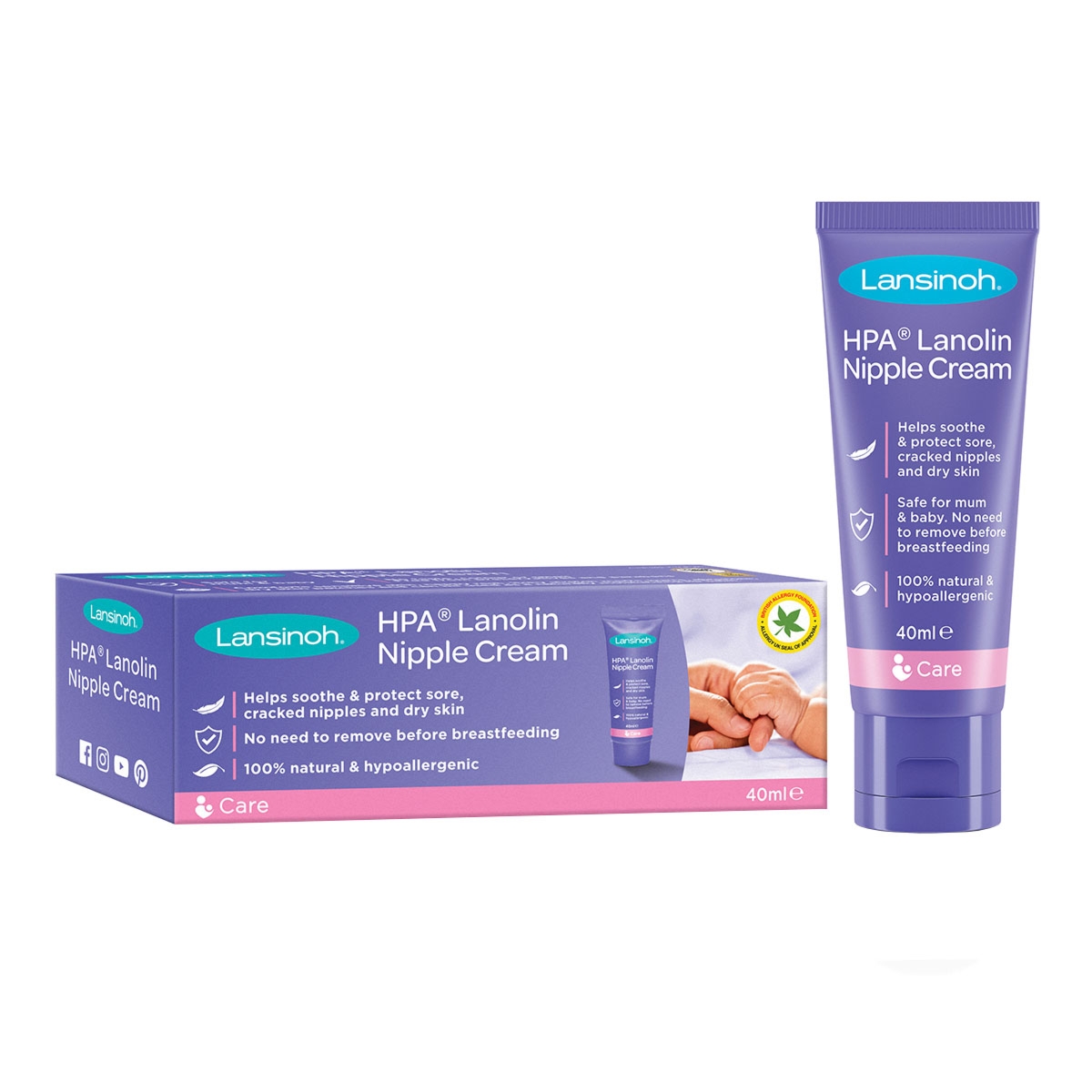 Lanolina Lansinoh HPA® - 100 % czystej lanoliny łagodzącej podrażnienia brodawek, 40ml