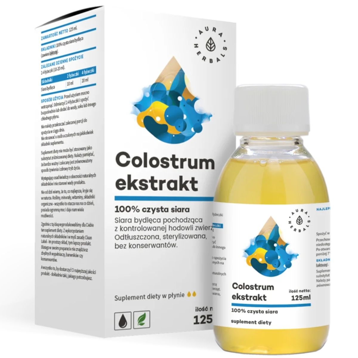 Aura Herbals Colostrum Ekstrakt 100% czysta siara bydlęca - 125 ml