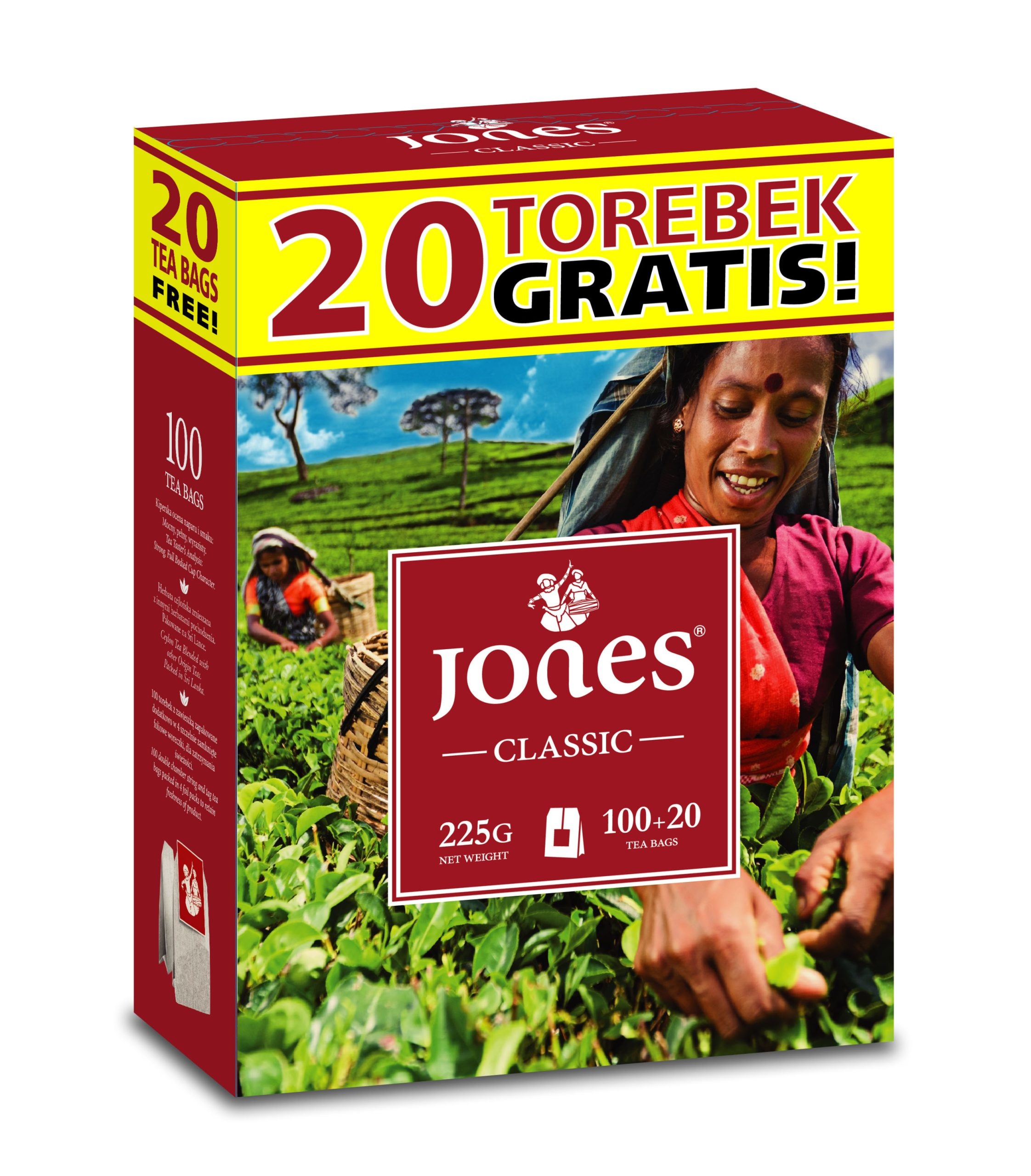 Czarna Herbata Cejlońska Jones Classic 100 + 20 torebek
