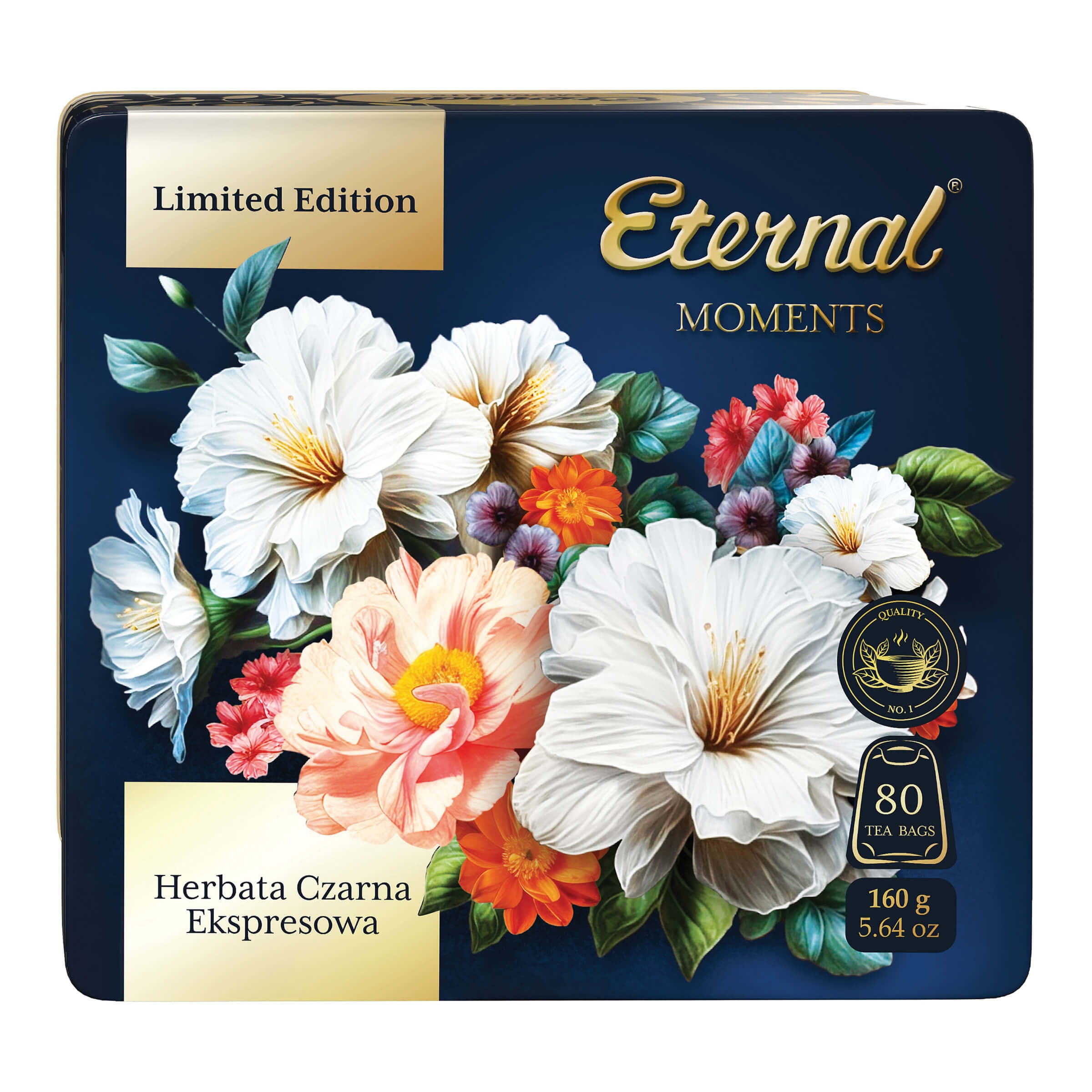 Herbata czarna w torebkach Eternal Moments 80 torebek w metalowej puszce BLUE