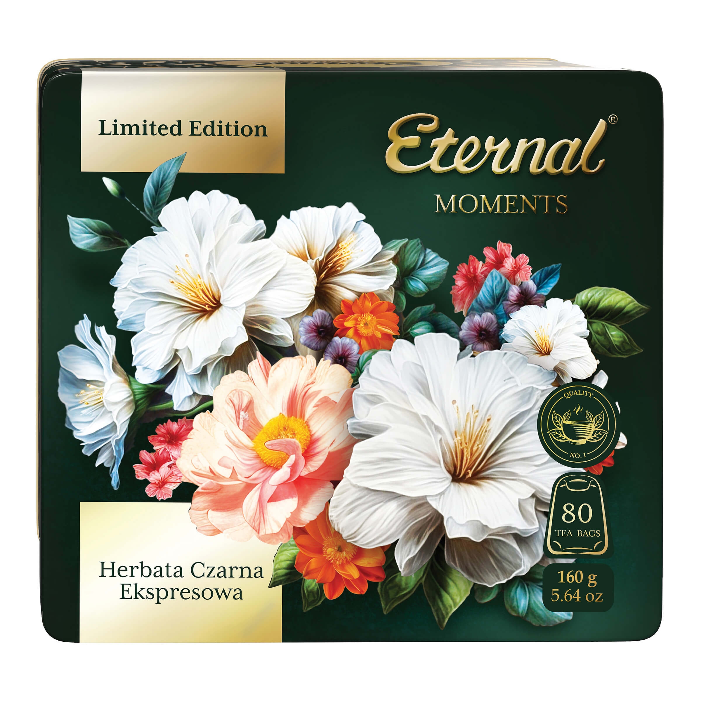 Herbata czarna w torebkach Eternal Moments 80 torebek w metalowej puszce GREEN