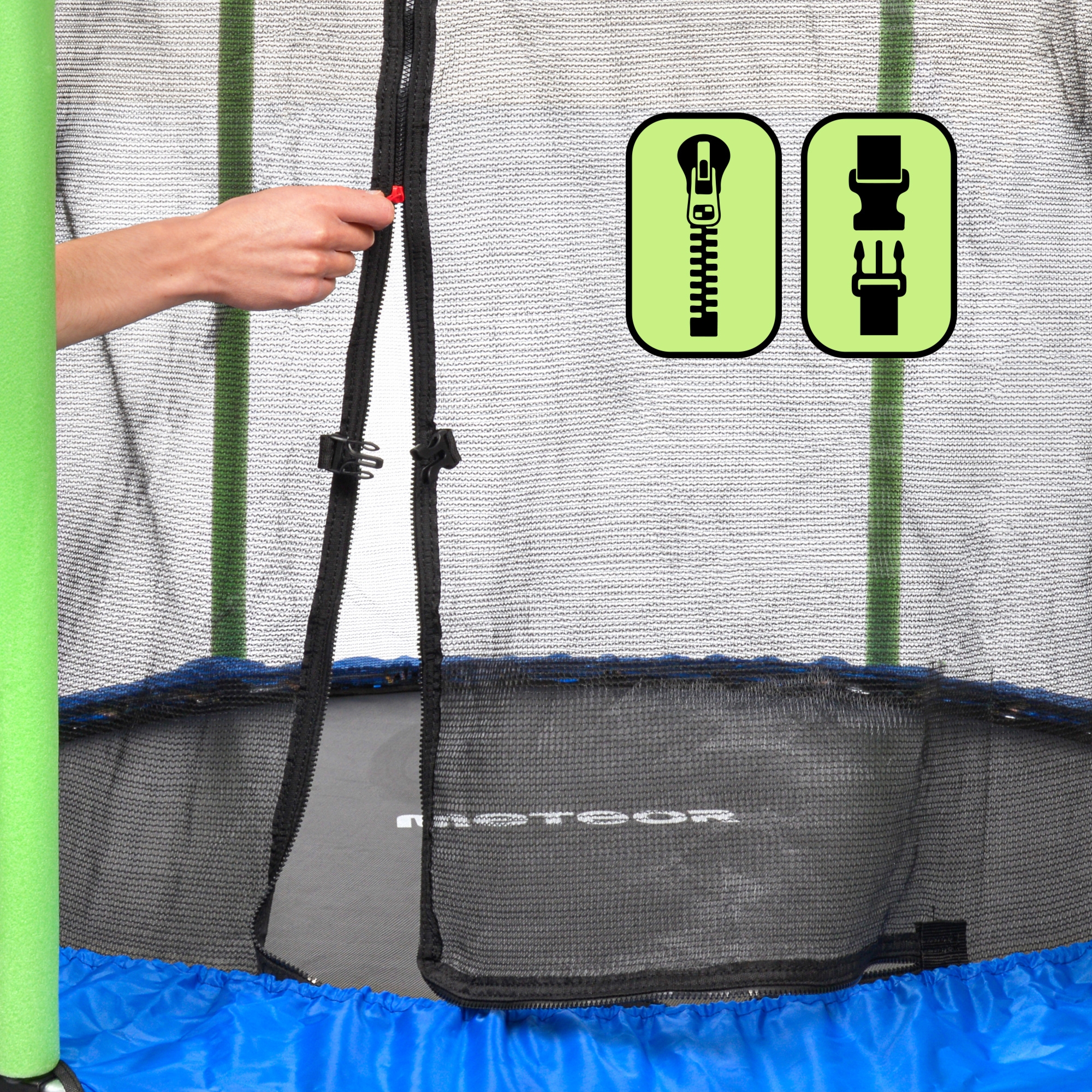 Mała trampolina dla dzieci Meteor TRP-55 150 cm niebieski/zielony