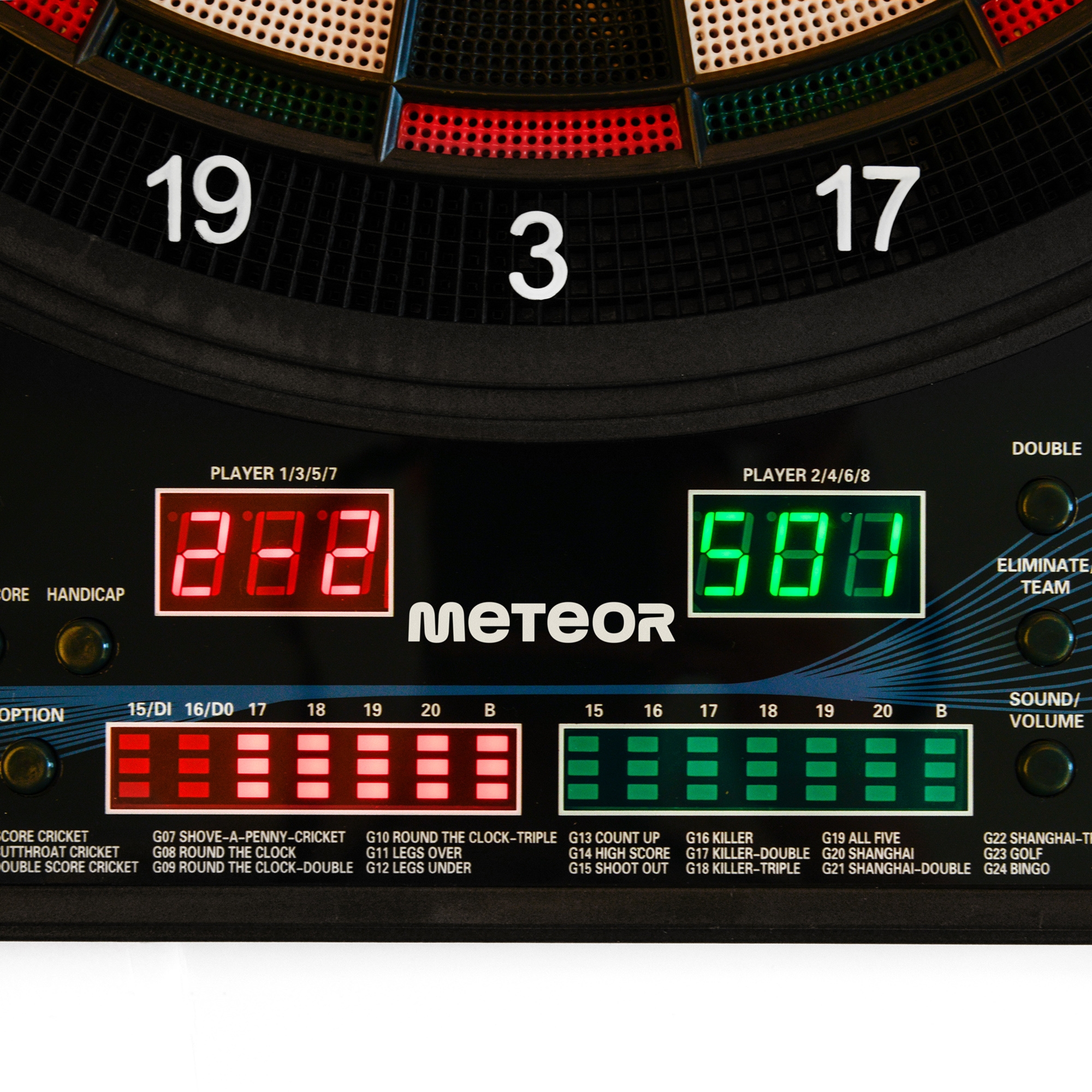 Elektroniczna tarcza do darta Meteor 27 gier 8 graczy 4-LED