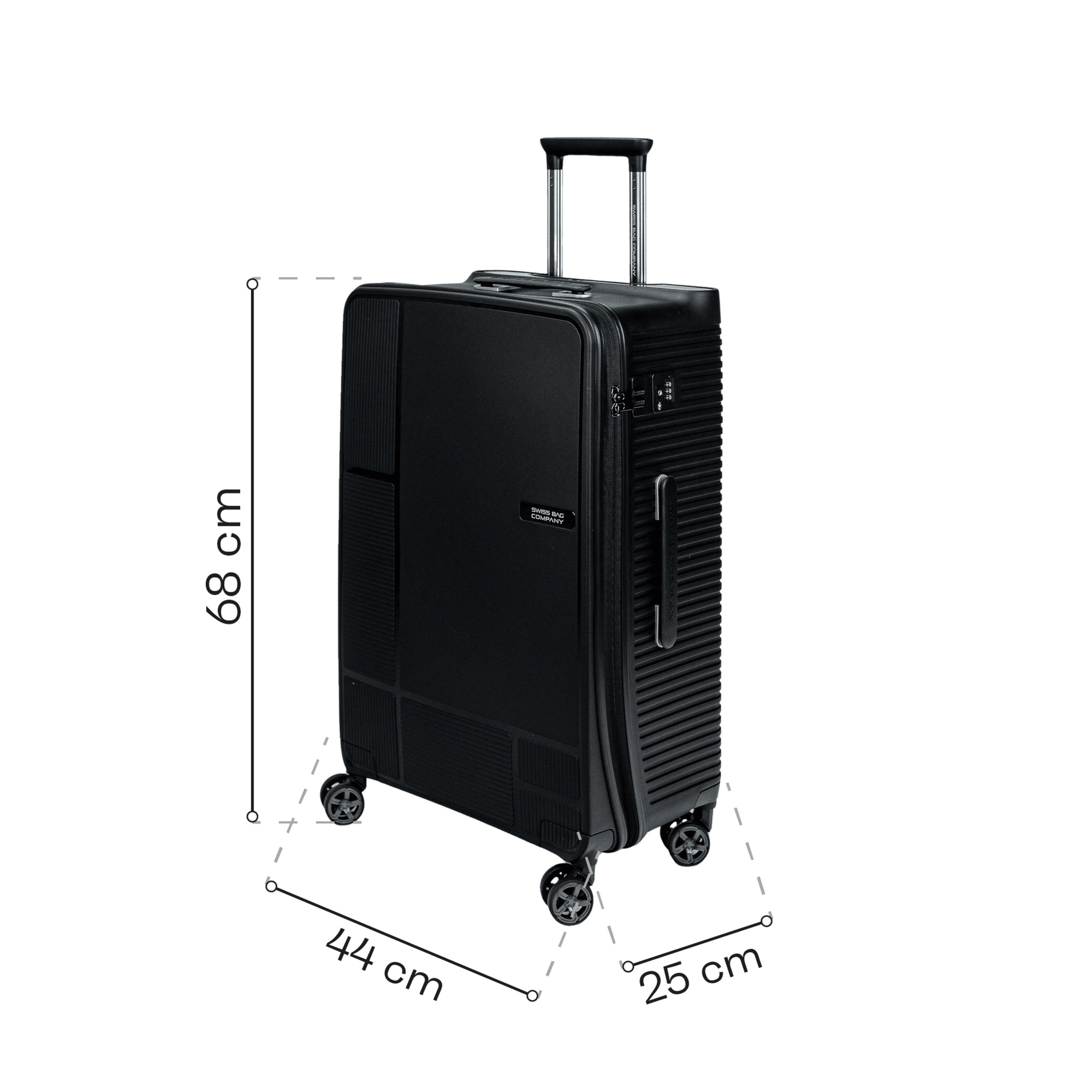 Średnia walizka SwissBags Magna 68 cm czarny