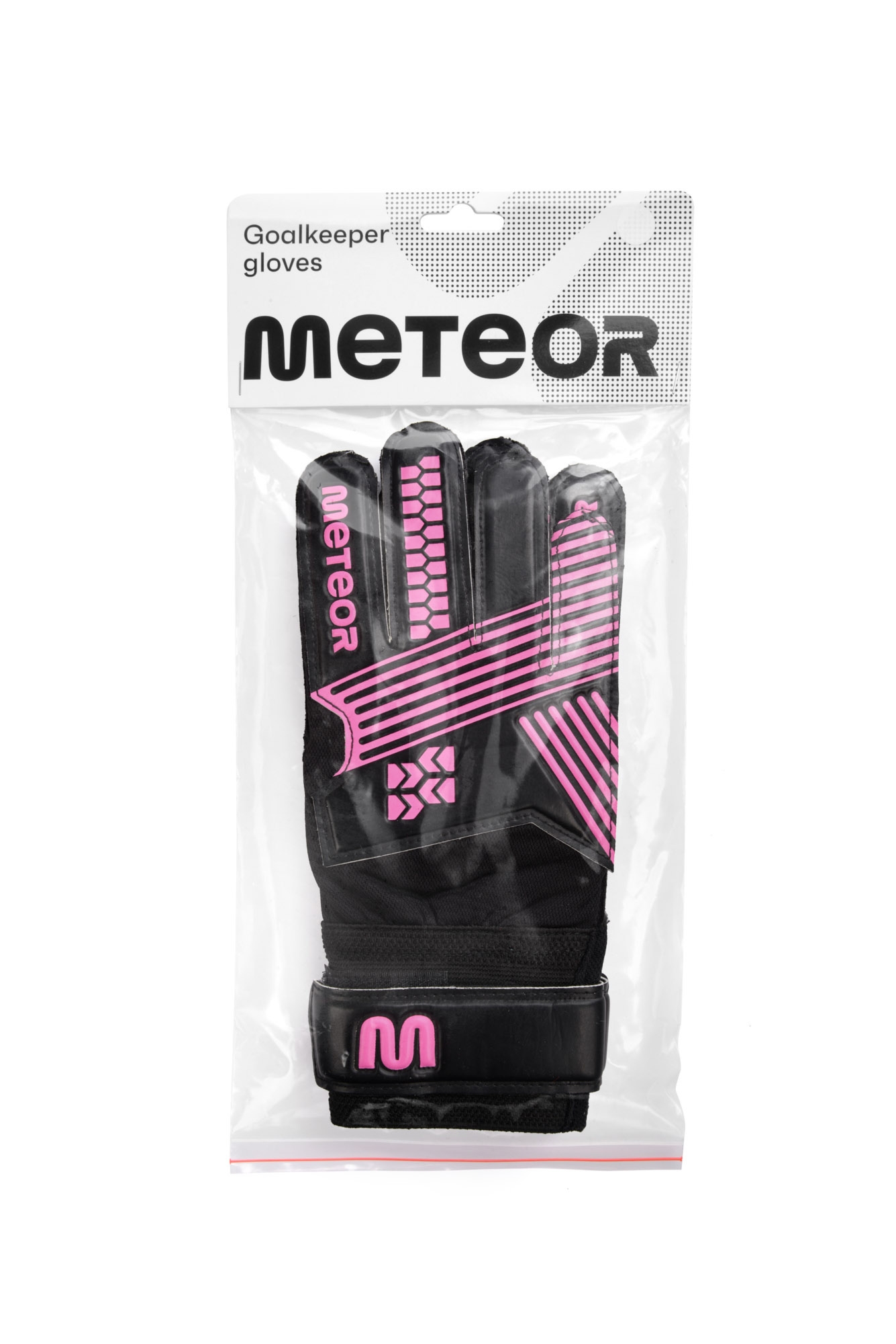 Rękawice bramkarskie Meteor Catch 5 czarny/różowy
