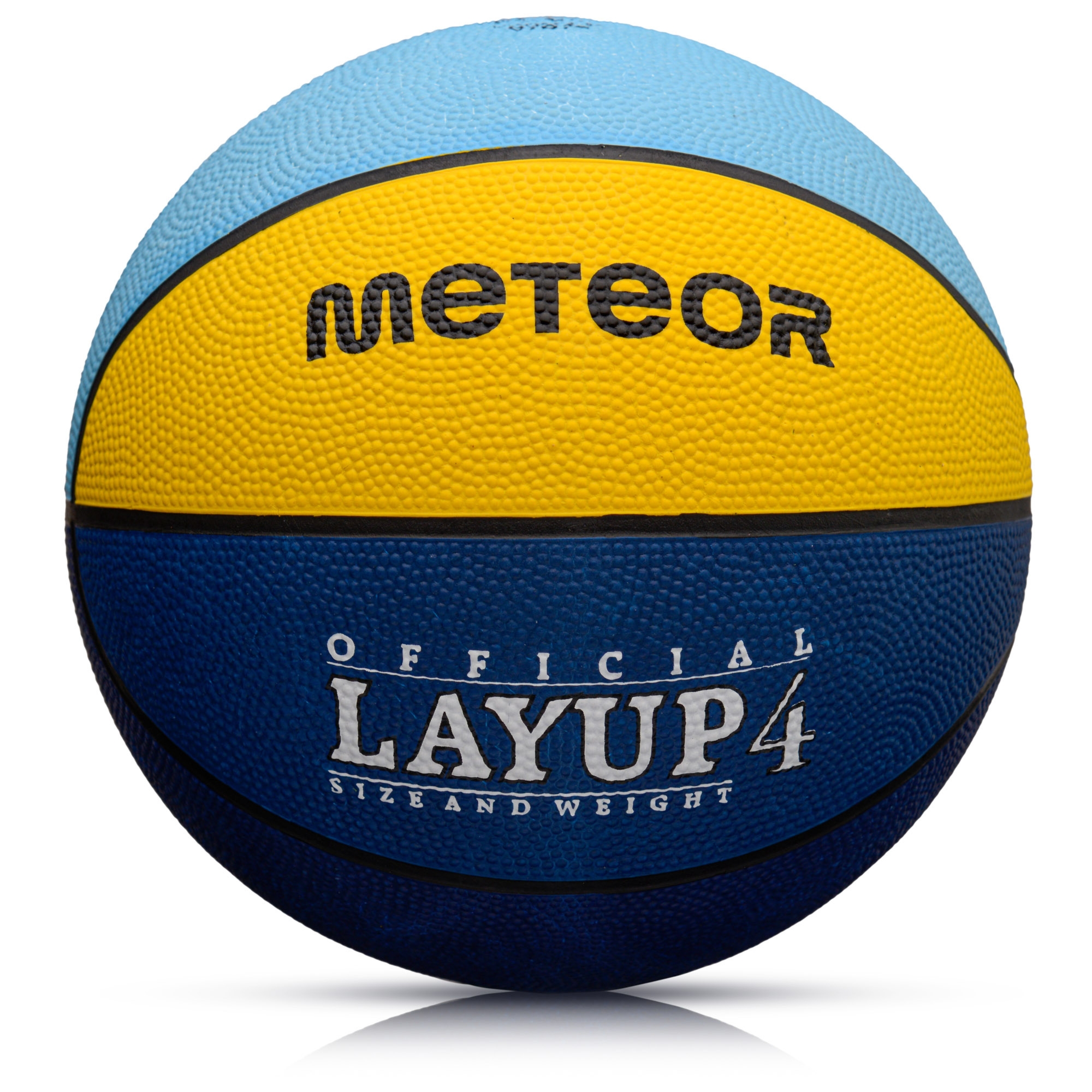 Piłka koszykowa Meteor Layup 4 niebieski/żółty/błękitny