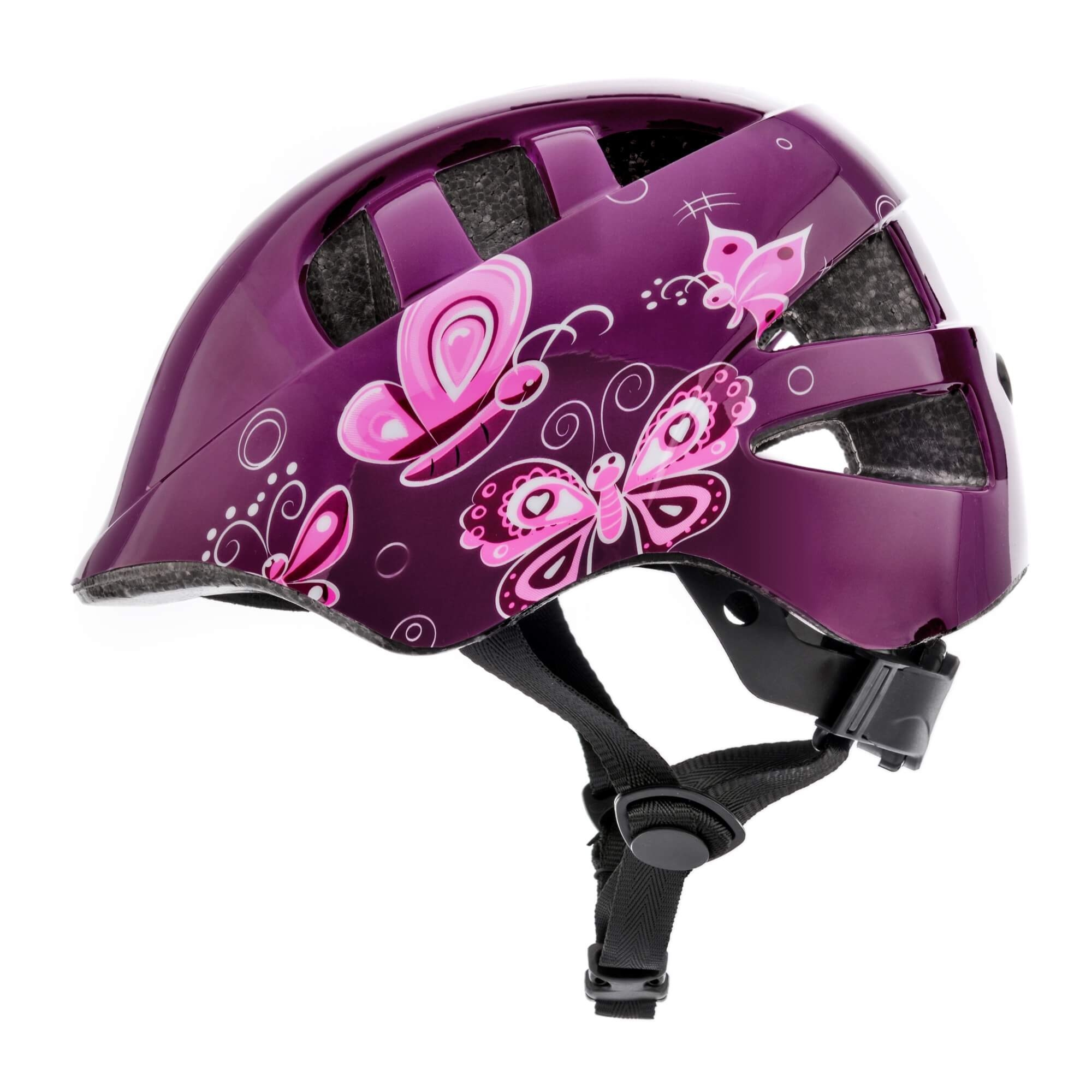 Kask rowerowy dla dzieci Meteor KS08 S 48-52 cm pink butterflies