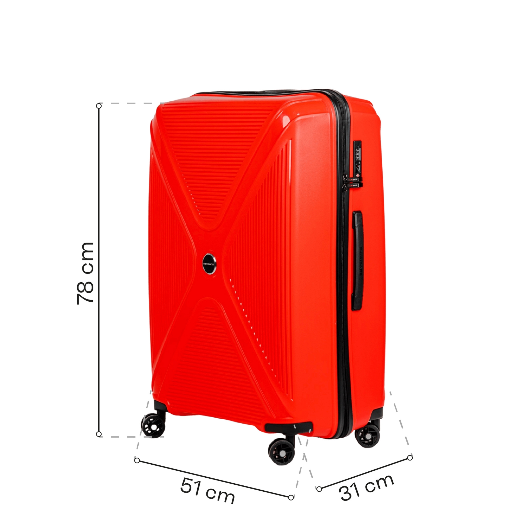Duża walizka SwissBags Cross-Box 78 cm czerwony