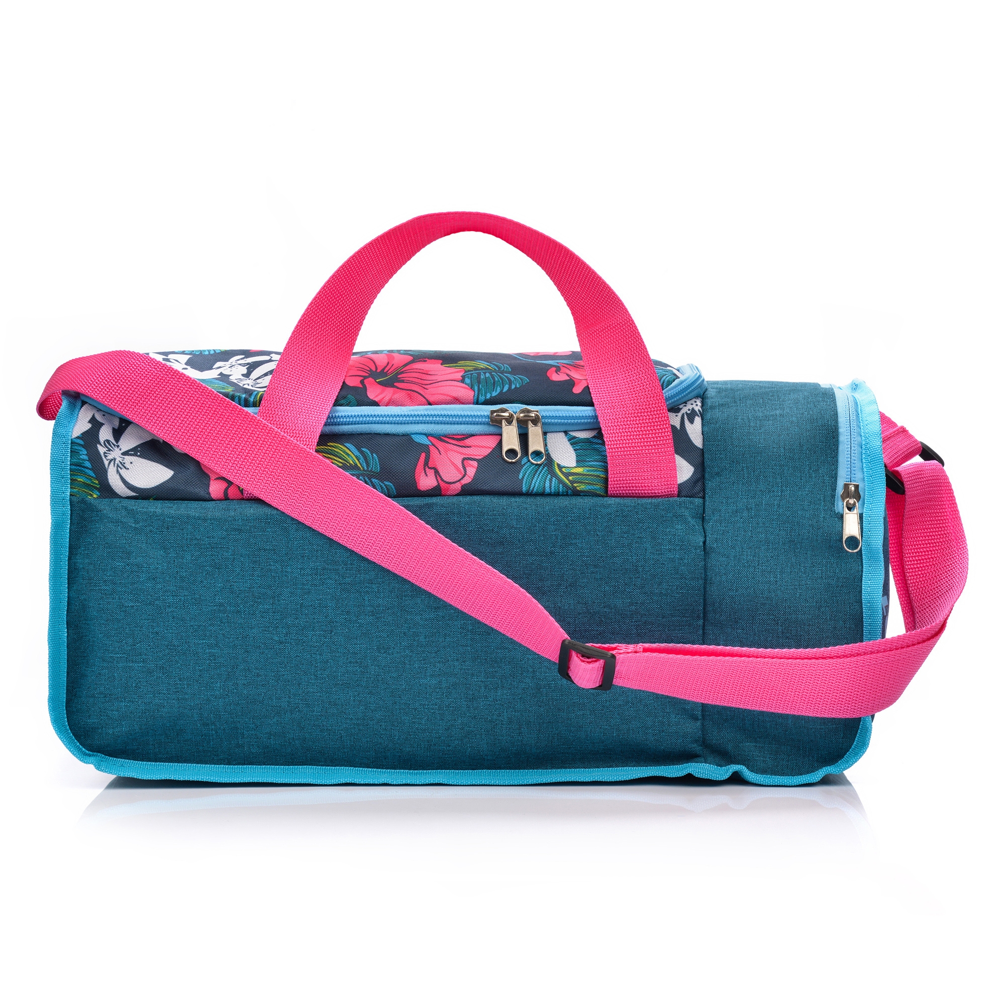 Torba fitness Meteor Nepr 20 l różowy/granatowy kwiaty