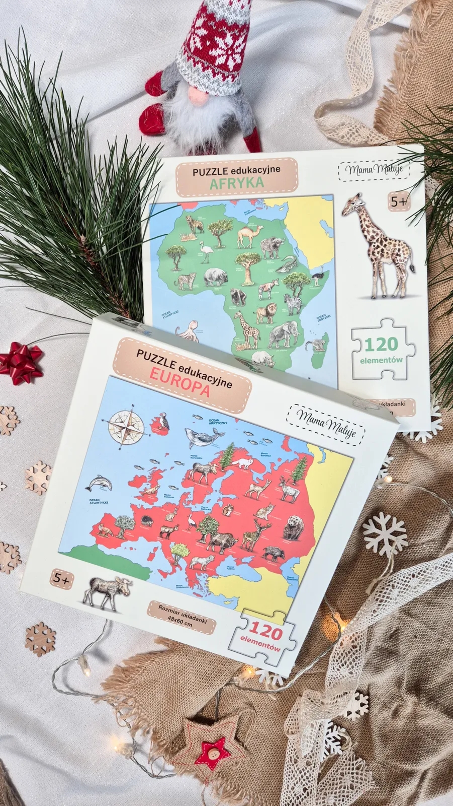 Puzzle edukacyjne Afryka i Europa