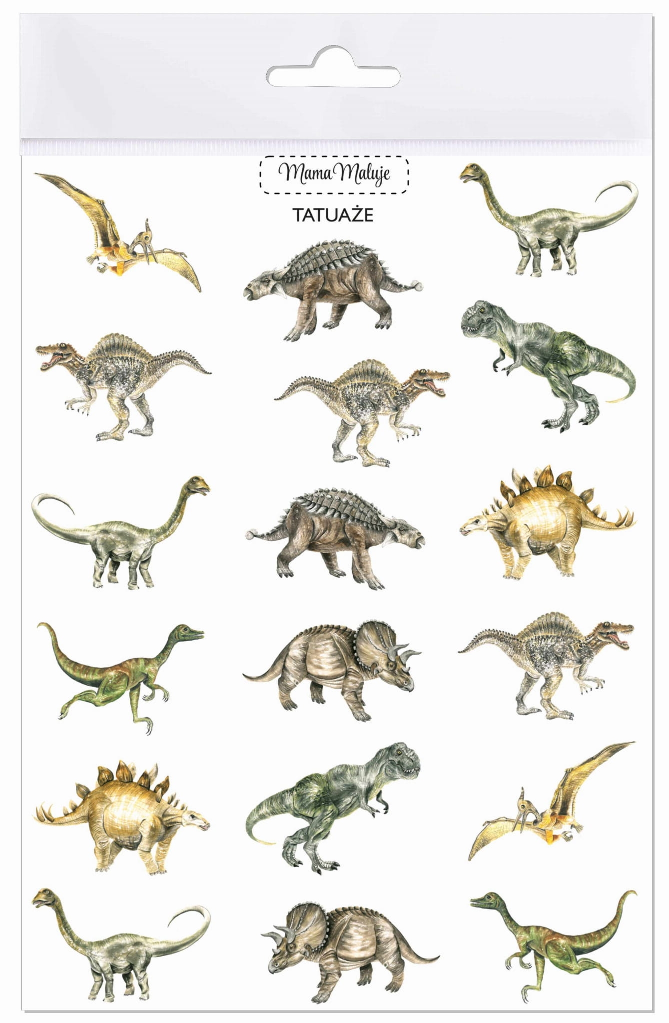 Tatuaże zmywalne dla dzieci Dinozaury