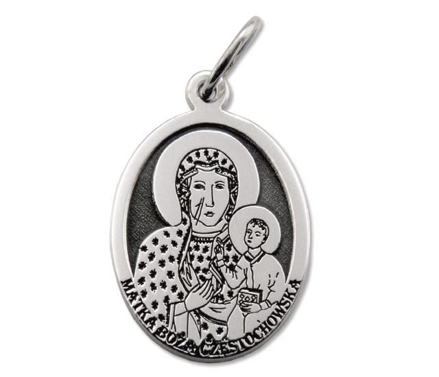 Image of Medalik srebrny z wizerunkiem Matki Bożej Częstochowskiej MED-MBCZE-01