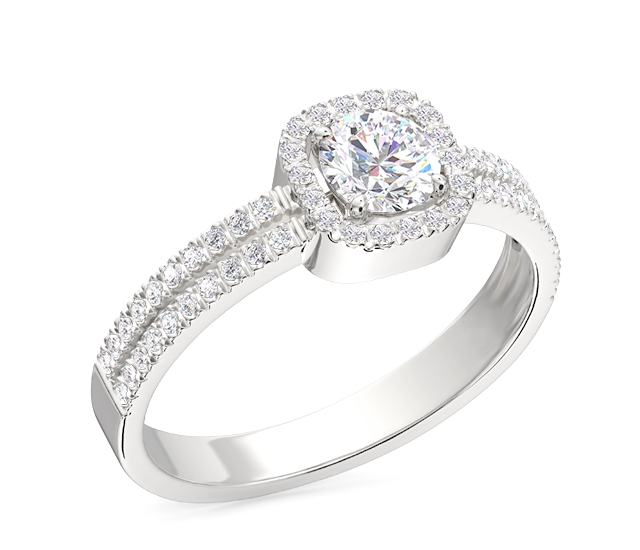 Image of Pierścionek z białego złota z białym topazem Swarovski i cyrkoniami BP-52B-C