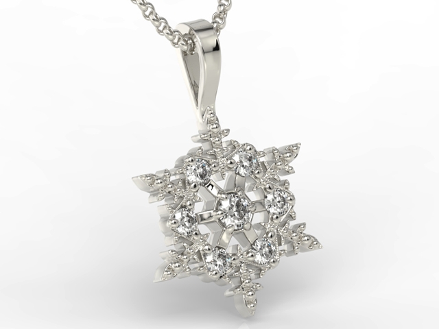 Wisiorek śnieżynka z białego złota z diamentami lpw-8608b
