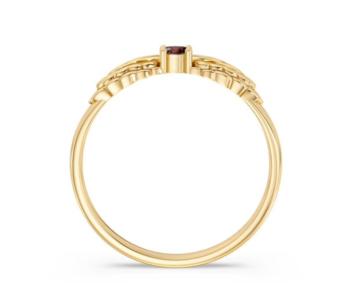 Pierścionek z żółtego złota z granatem i brylantami CP-62Z