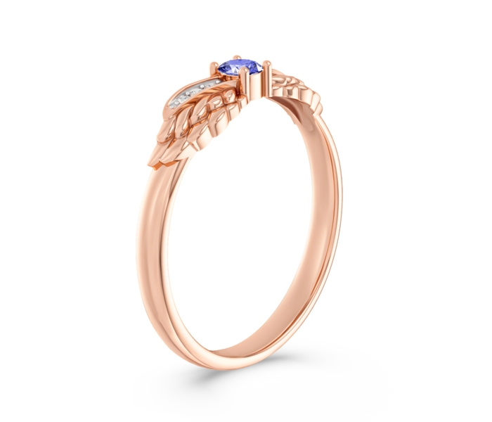 Pierścionek z różowego złota z tanzanitem i brylantami CP-62P