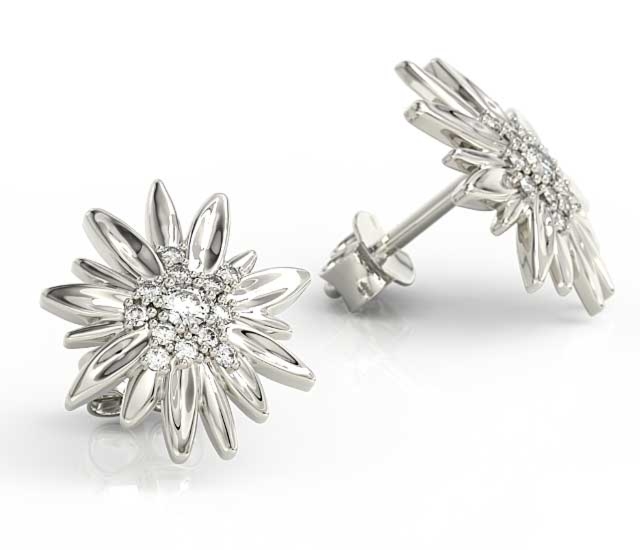 Kolczyki z białego złota z cyrkoniami, szarotka BPK-92B-C