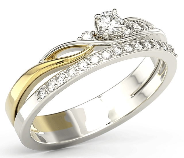 Pierścionek z białego i żółtego złota z cyrkoniami swarovski bp-77bz-c
