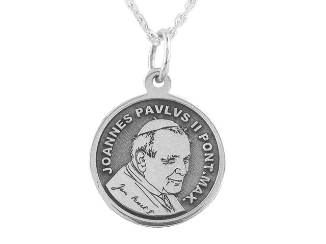 Image of Medalik ze srebra z Świętym Janem Pawłem II, WEC-S-MED-JP-II-6