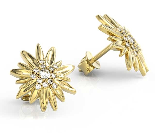 Kolczyki z żółtego złota z cyrkoniami, szarotka BPK-92Z-C