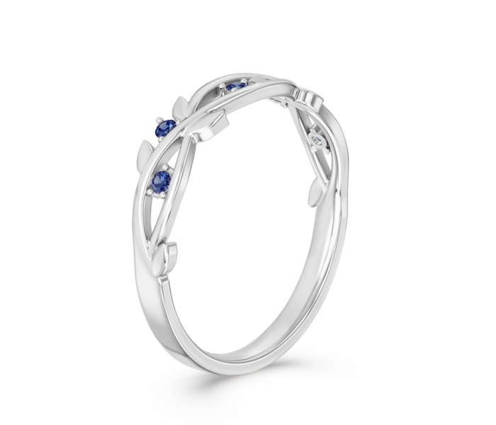 Pierścionek z białego złota z szafirami CP-61B