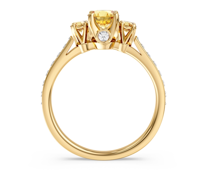 Pierścionek z żółtego złota z cytrynami i brylantami CP-31Z