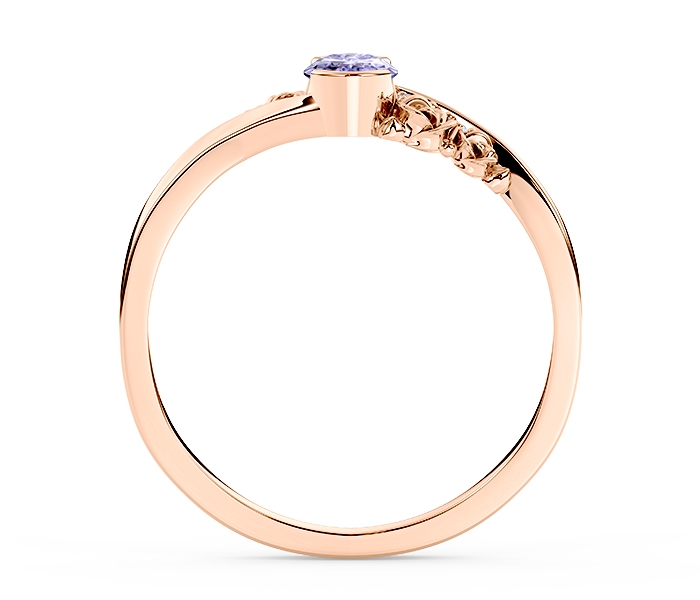 Pierścionek z różowego złota ap-39p z tanzanitem i diamentami 0,03 ct
