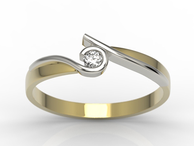 Pierścionek z żółtego i białego złota z brylantem 0,06 ct model AP-3206ZB