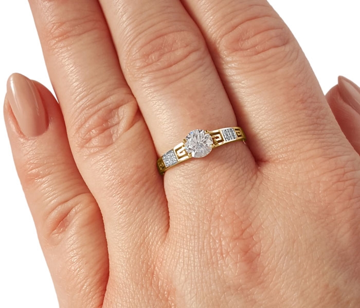 Pierścionek z żółtego złota z cyrkoniami CP-49Z-R-C