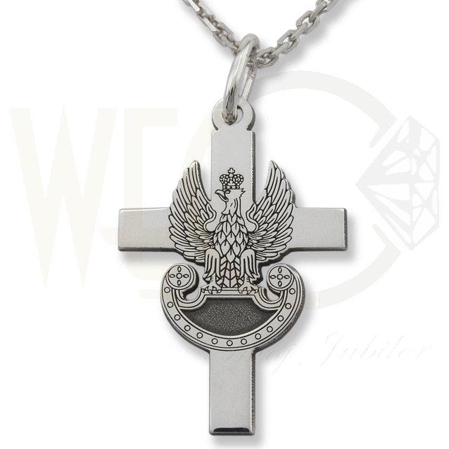 Image of Krzyżyk orzeł wojskowy z łańcuszkiem ze srebra wzór KR-10-ZEST