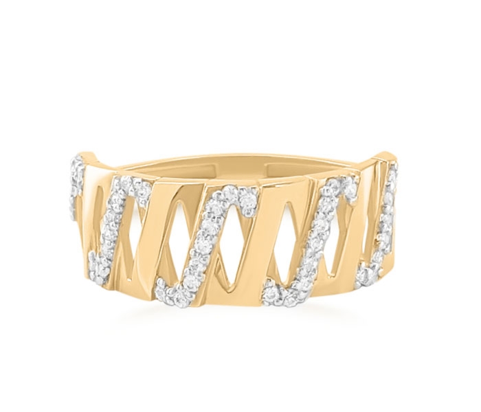 Pierścionek z żółtego złota z cyrkoniami CP-51Z-R-C