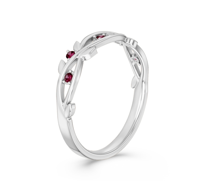 Pierścionek z białego złota z rubinami CP-61B