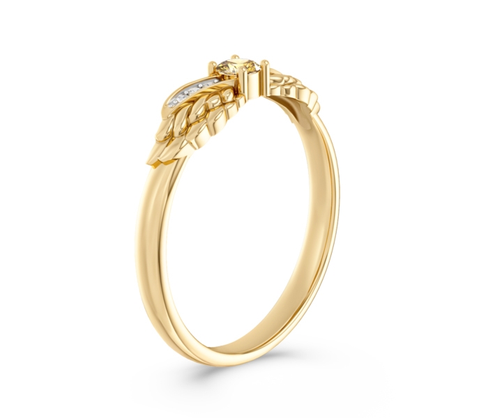 Pierścionek z żółtego złota z cytrynem i brylantami CP-62Z