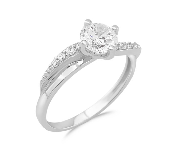 Pierścionek z białego złota z cyrkoniami CP-50B-C