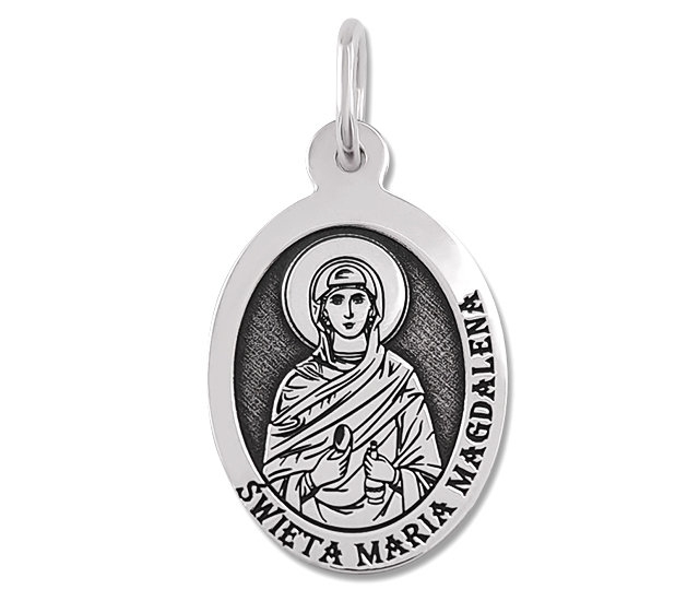 Medalik srebrny z wizerunkiem w. Marii Magdaleny