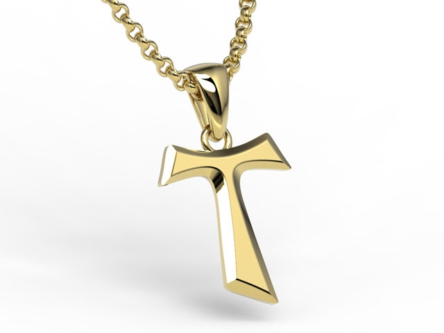 Image of Franciszkański krzyż TAU z żółtego złota - KR-6Z
