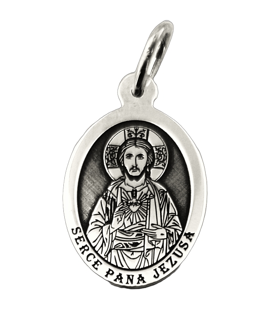 Medalik srebrny z wizerunkiem Serca Pana Jezusa