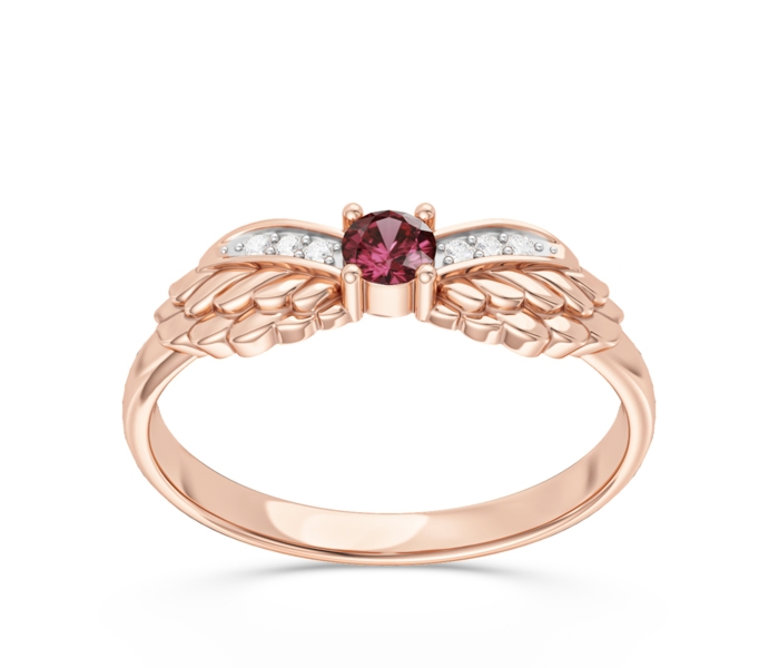 Pierścionek z różowego złota z rubinem i brylantami CP-62P