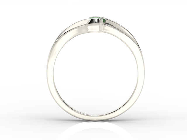 Pierścionek z białego złota ze szmaragdem i brylantami 0,05 ct model bp-3413b