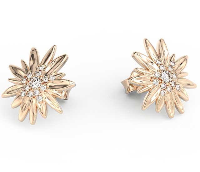 Kolczyki z różowego złota z cyrkoniami, szarotka BPK-92P-C