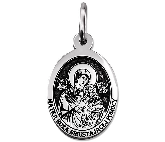 Image of Medalik srebrny z wizerunkiem Matki Bożej Nieustającej Pomocy