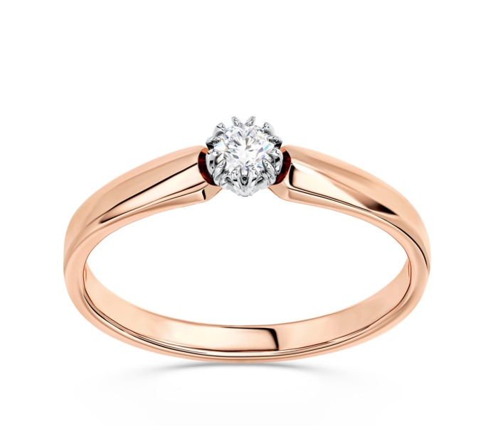 Pierścionek zaręczynowy z różowego i białego złota z brylantem BP-2110PB