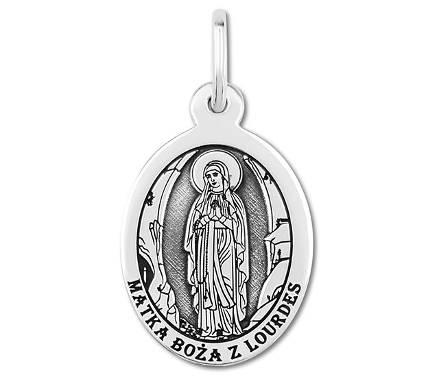 Medalik srebrny z wizerunkiem Matki Boej z Lourdes _01