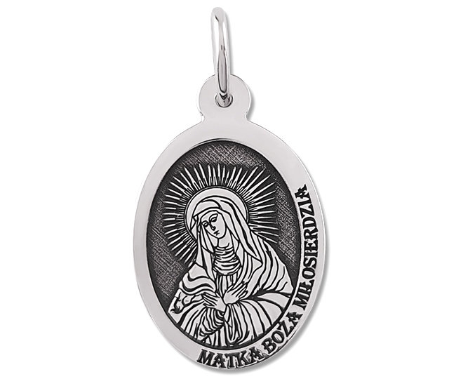 Image of Medalik srebrny z wizerunkiem Matki Bożej Miłosierdzia