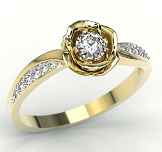 Pierścionek z żółtego złota w kształcie róży z diamentami lp-4235z-r