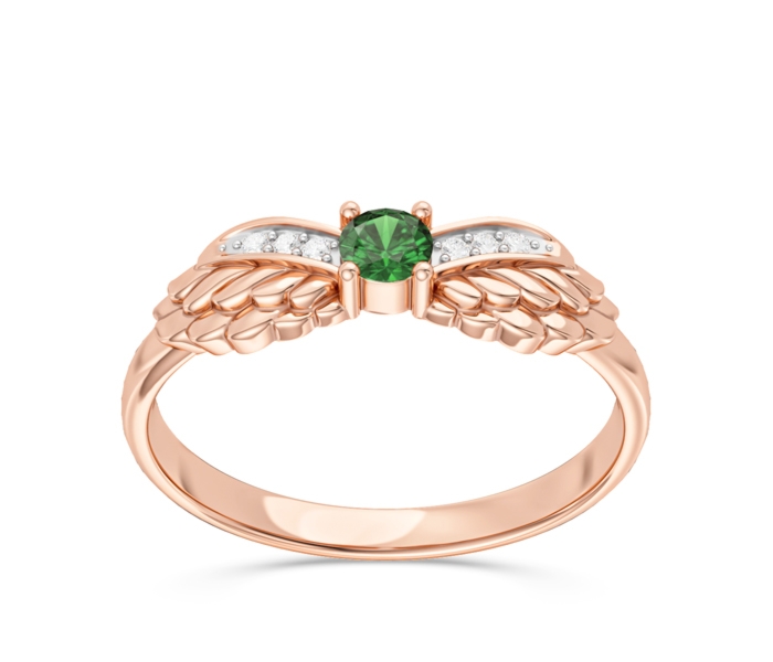 Pierścionek z różowego złota ze szmaragdem i brylantami CP-62P