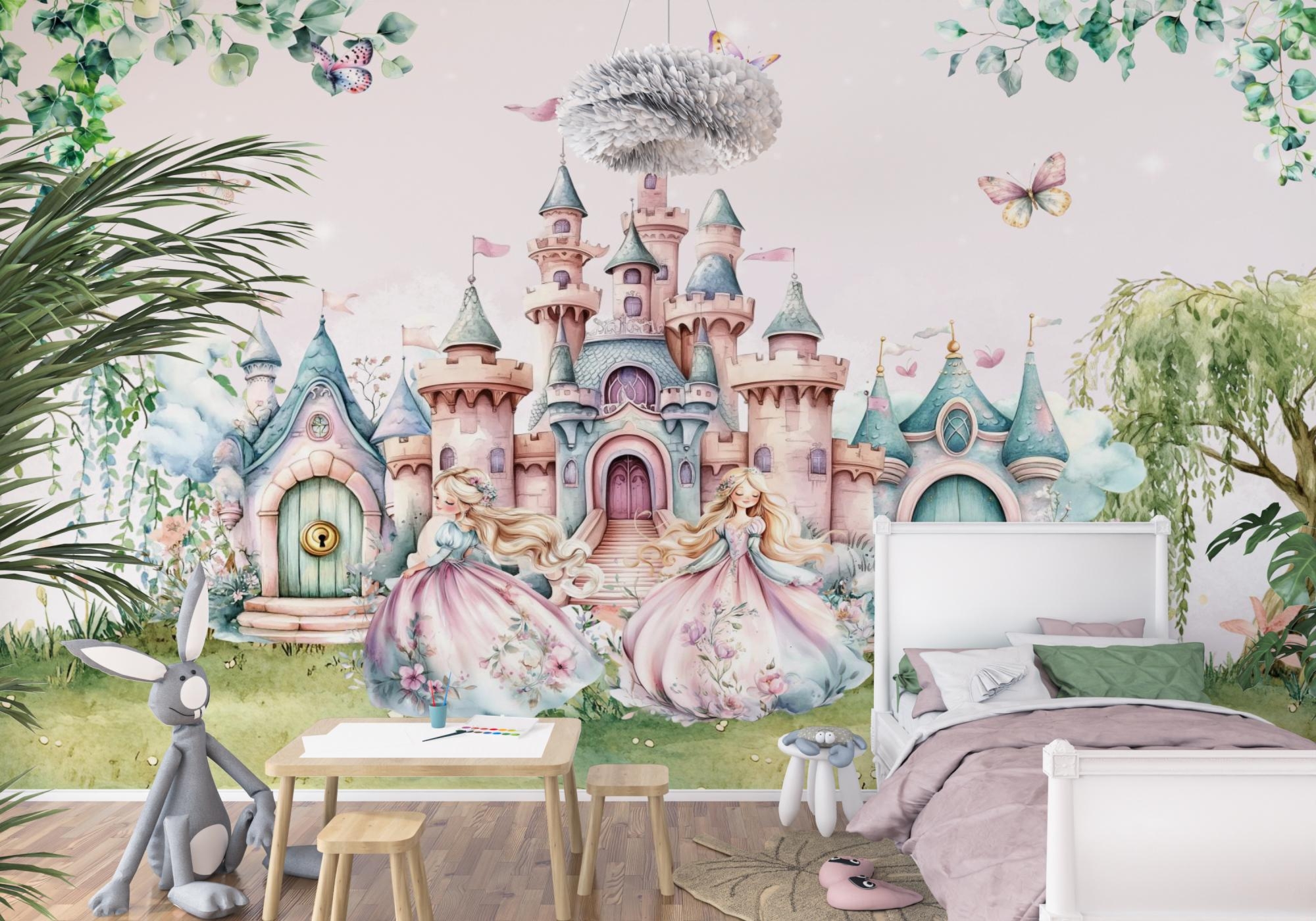 Fototapeta księżniczki na tle pięknego zamku oraz natury M216