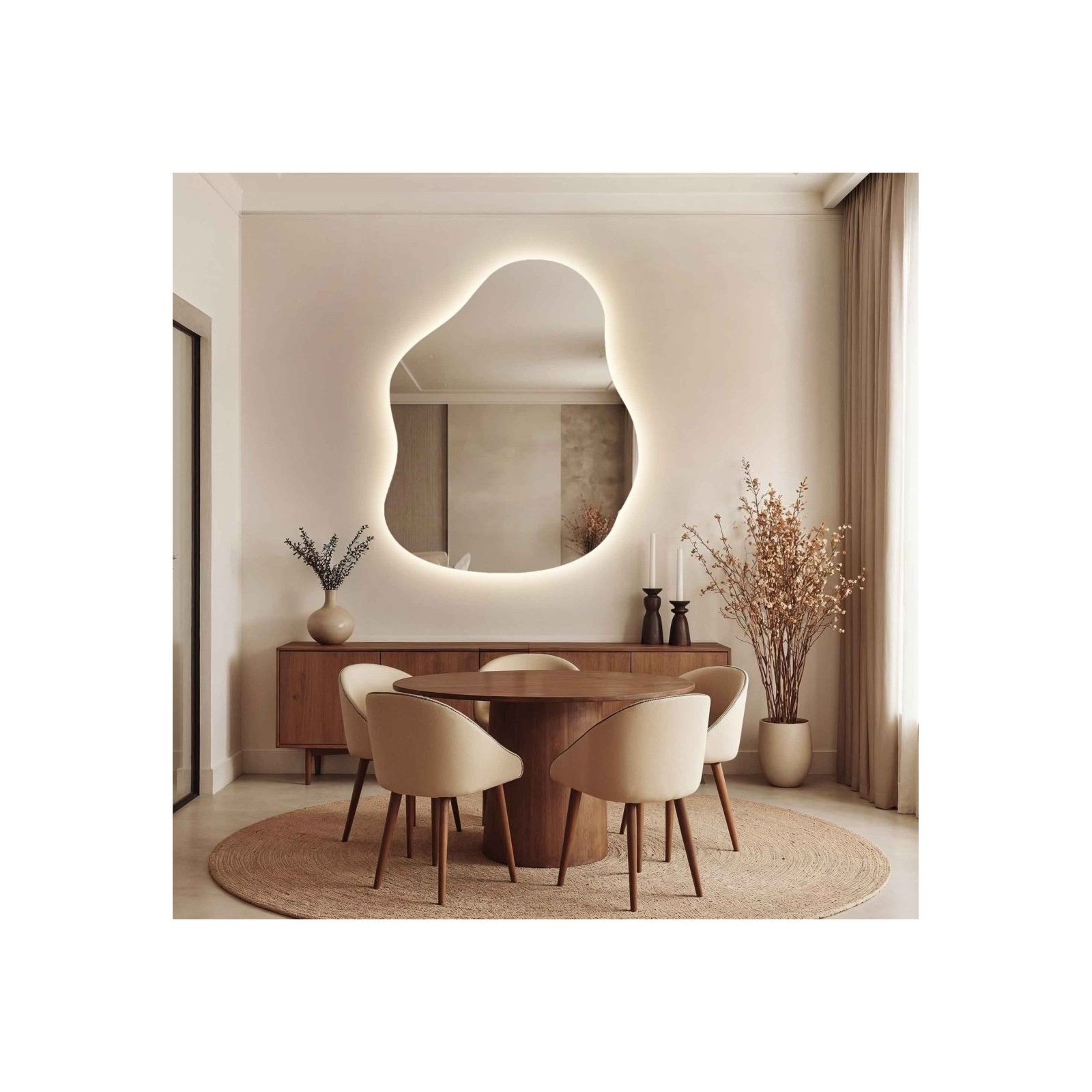 Lustro o organicznym kształcie z podświetleniem + Folia – STONE LED 50×64 – PROMOCJA W-396
